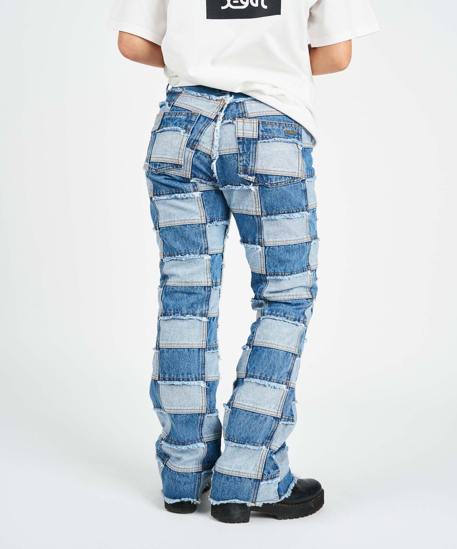 PATCHWORK DENIM FLARE PANTS