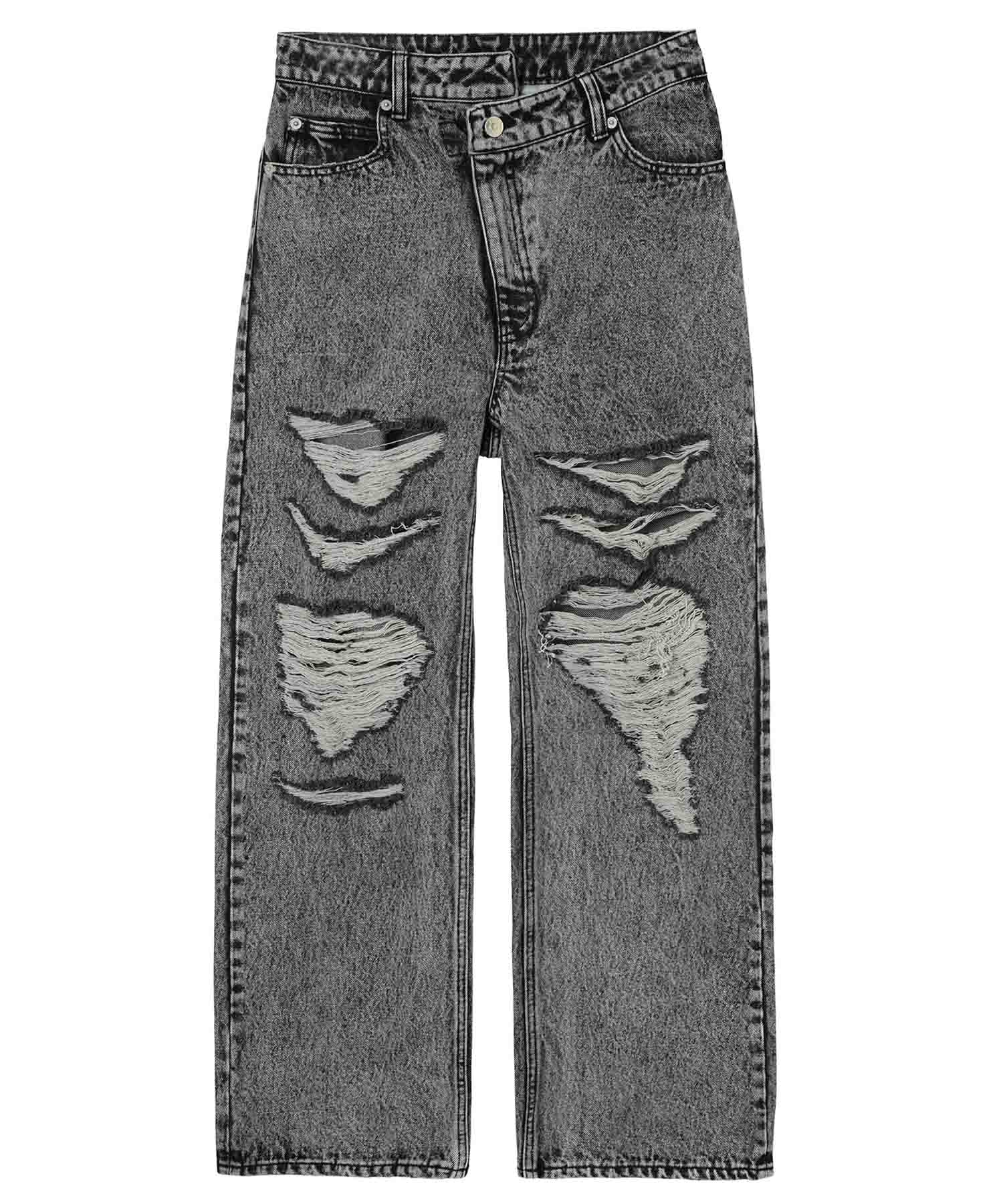 DISTRESSED DENIM PANTS