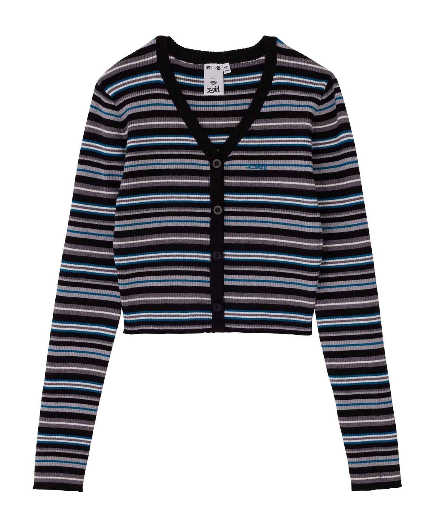 MULTI STRIPE SHAGGY KNIT CARDIGAN X-girl エックスガール 2024年正規