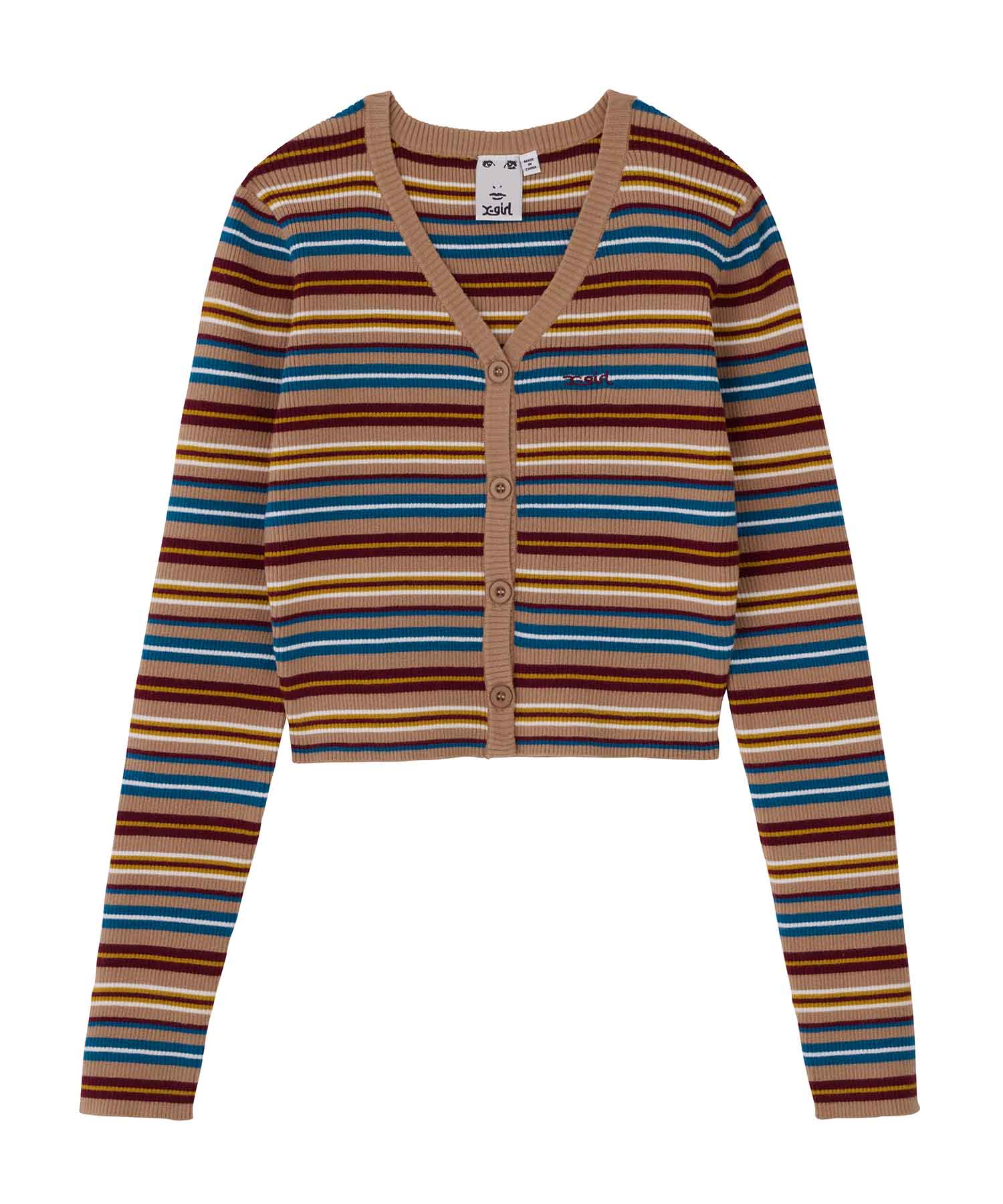 MULTI STRIPE SHAGGY KNIT CARDIGAN X-girl エックスガール 2024年正規