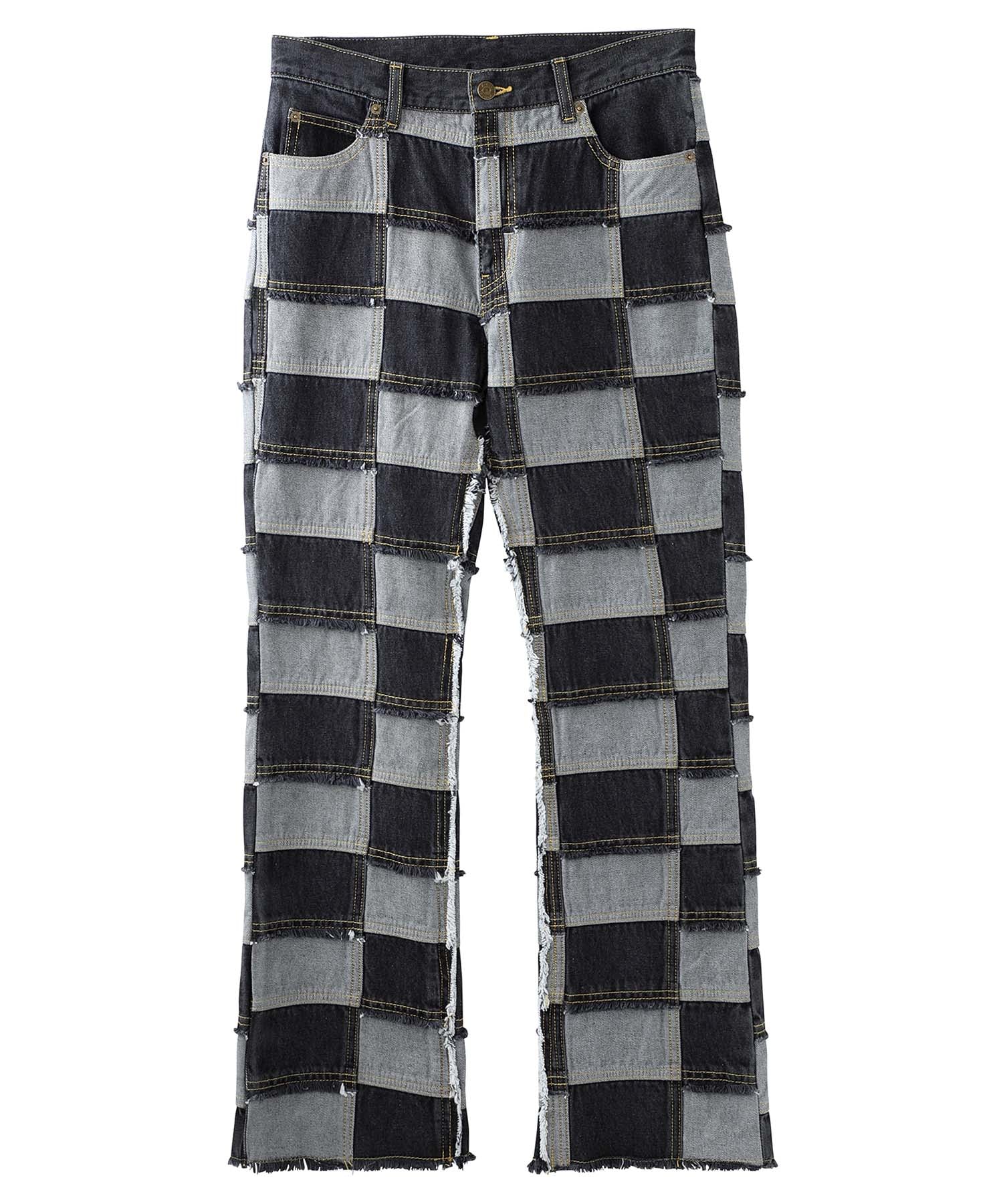 PATCHWORK DENIM FLARE PANTS