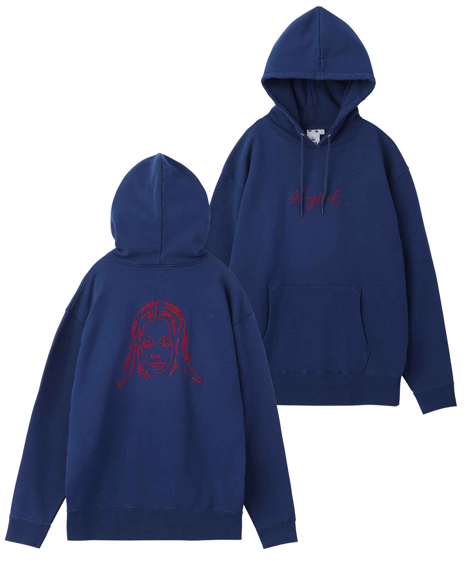 X-girl FACE EMBROIDERY SWEAT HOODIE Lサイズ-