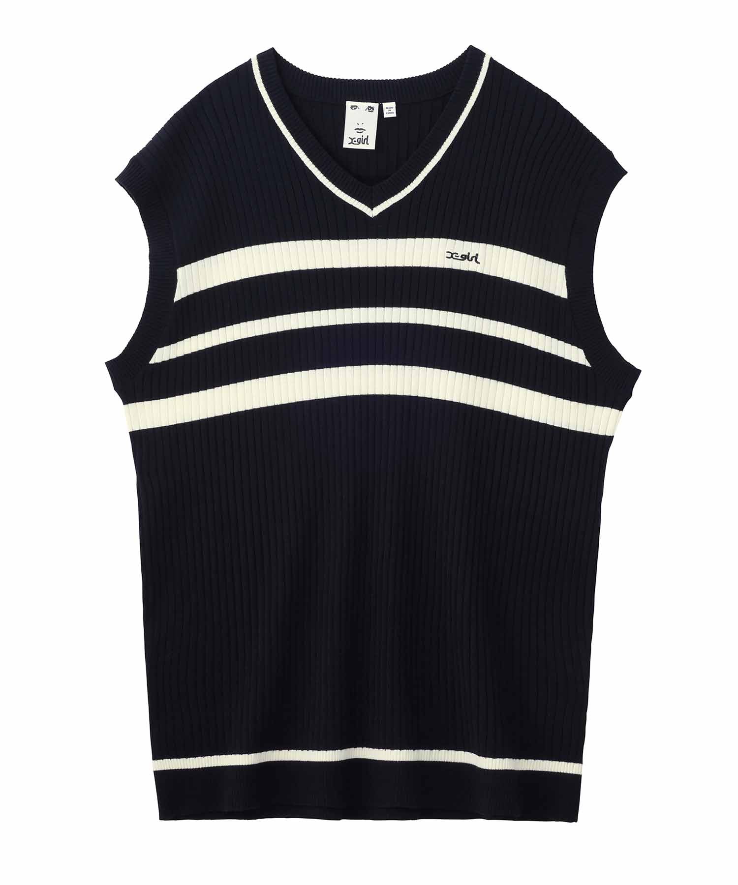 BICOLOR STRIPED KNIT VEST